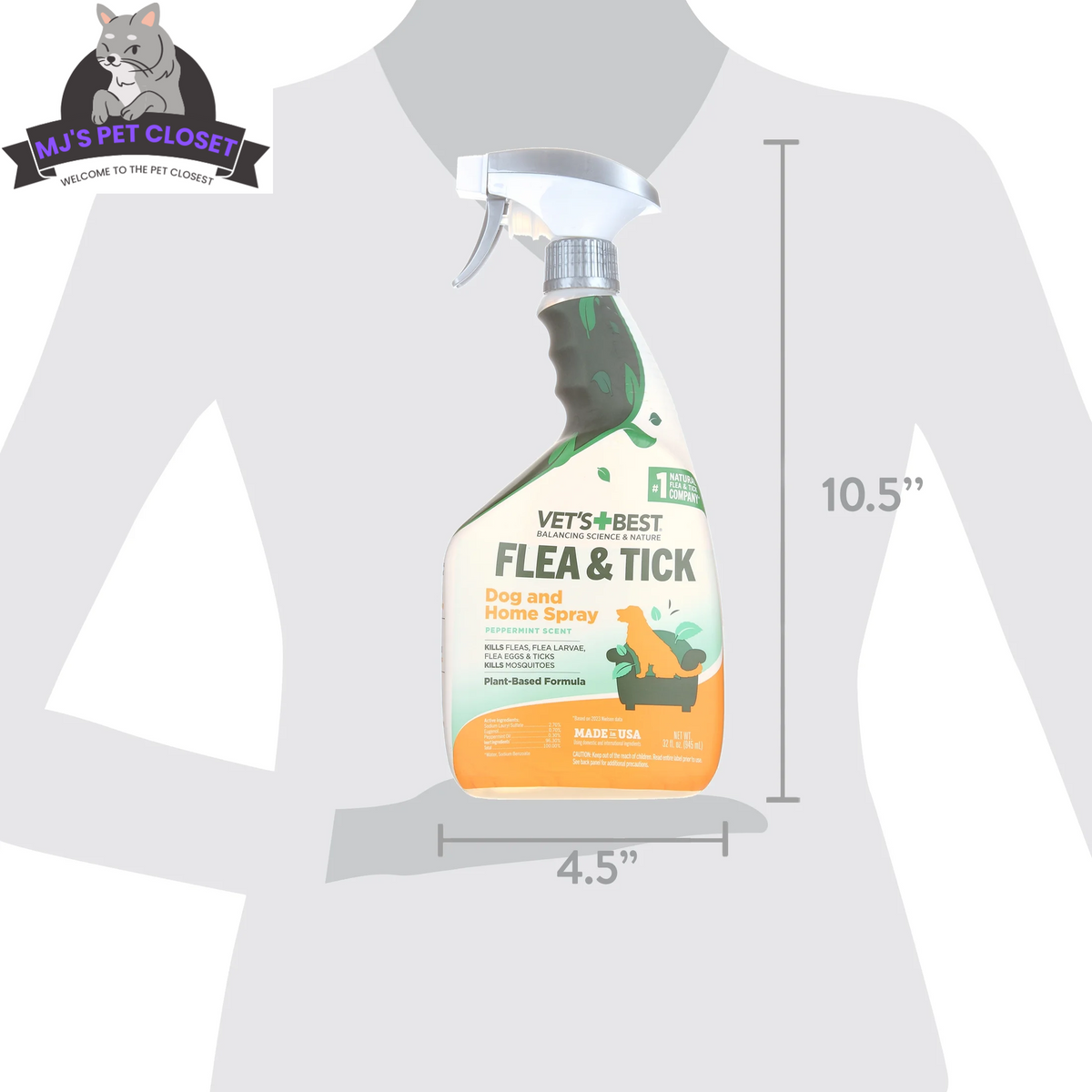 Vet's Best Flea & Tick Home Spray – Natural Peppermint, 32oz MJ's Pet Closet